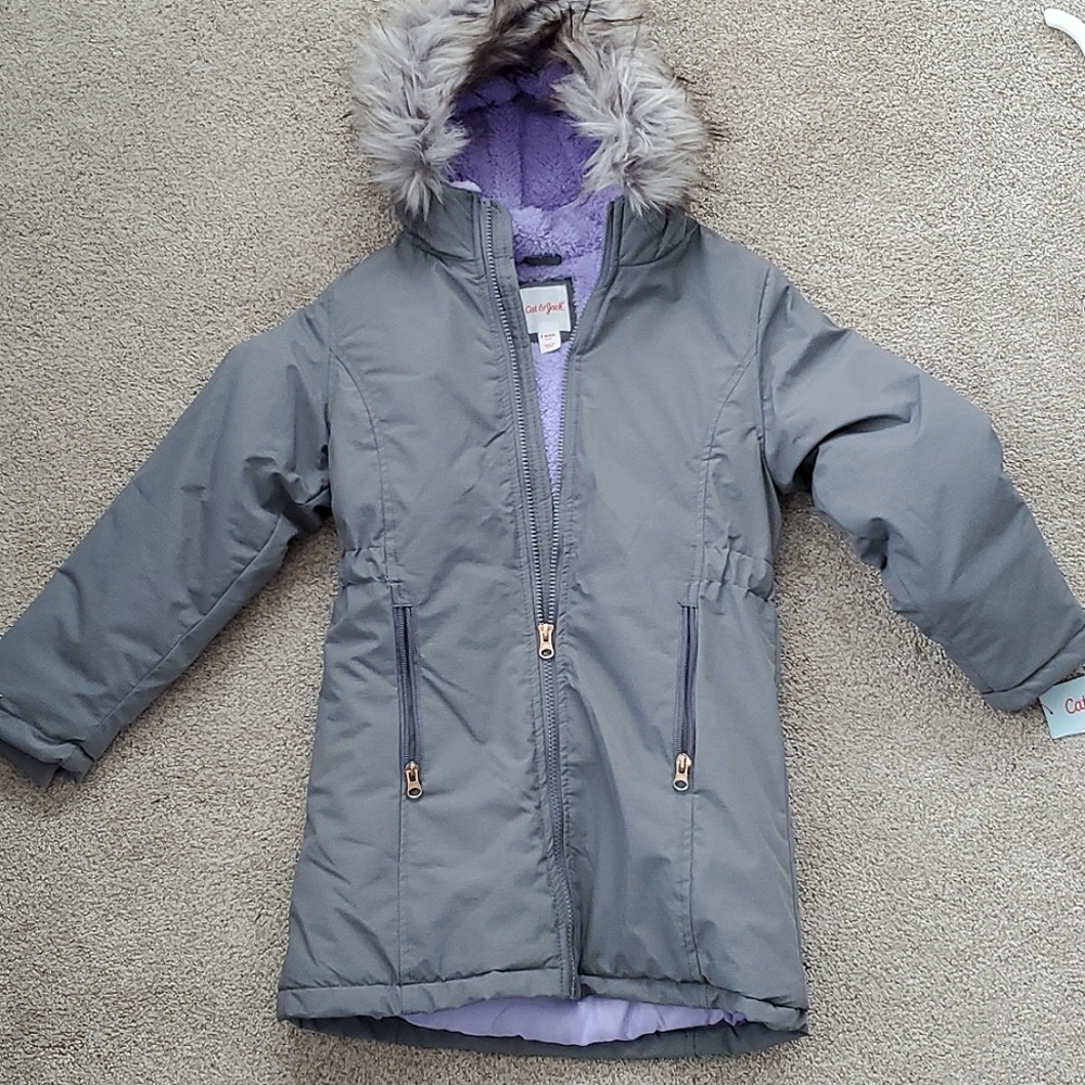 Girls Winter Coat With fur trim hood